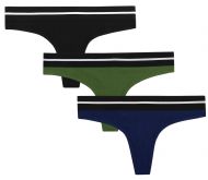 Balanced Tech Women's Active Cotton Thongs Panty 3 Pack - Army/Black/Navy