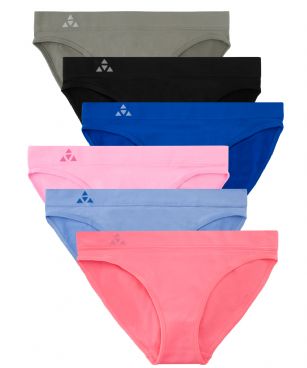 Balanced Tech Women's 6 Pack Seamless Low-Rise Bikini Panties - Spring Bouquet - This 6 Pack seamless Low Rise Bikinis From Balanced Tech is made from lightweight 92% Nylon/8% Elastane fabric that's super soft and comfortable and provides anti-odor and Breath-ability that moves moisture away from the body and QUICK DRY moisture control technology ensures fast drying, Four-Way Stretch conforms to the body for excellent support, plus the Seamless-style underwear to ensure Comfort While minimizing visible panty lines, Athletic cut panty underwear has full front coverage and moderate full seat coverage. This economical 6-pack is a smart investment for any woman's active attire collection.About the Brand - "Balanced Tech" is an active-wear brand that infuses technology, Driven by the latest trends with style and comfort for everyday goals and challenges. Whether you are working up a serious sweat or hanging out on a Sunday, you can always look and feel great with Balanced Tech!