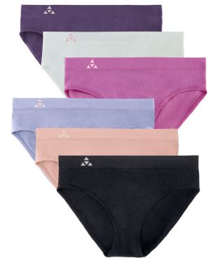 Balanced Tech Women's Seamless Bikini Panties 6-Pack - Orchid Dreams - This 6 Pack seamless Bikinis From Balanced Tech is made from lightweight 92% Nylon/8% Elastane fabric that's super soft and comfortable and provides anti-odor and Breath-ability that moves moisture away from the body and QUICK DRY moisture control technology ensures fast drying, Four-Way Stretch conforms to the body for excellent support, plus the Seamless-style underwear to ensure Comfort While minimizing visible panty lines, Athletic cut panty underwear has full front coverage and moderate full seat coverage. This economical 6-pack is a smart investment for any woman's active attire collection.About the Brand - "Balanced Tech" is an active-wear brand that infuses technology, Driven by the latest trends with style and comfort for everyday goals and challenges. Whether you are working up a serious sweat or hanging out on a Sunday, you can always look and feel great with Balanced Tech!