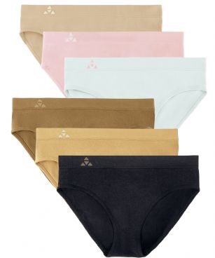 Balanced Tech Women's Seamless Bikini Panties 6-Pack - Cinnamon Glow - This 6 Pack seamless Bikinis From Balanced Tech is made from lightweight 92% Nylon/8% Elastane fabric that's super soft and comfortable and provides anti-odor and Breath-ability that moves moisture away from the body and QUICK DRY moisture control technology ensures fast drying, Four-Way Stretch conforms to the body for excellent support, plus the Seamless-style underwear to ensure Comfort While minimizing visible panty lines, Athletic cut panty underwear has full front coverage and moderate full seat coverage. This economical 6-pack is a smart investment for any woman's active attire collection.About the Brand - "Balanced Tech" is an active-wear brand that infuses technology, Driven by the latest trends with style and comfort for everyday goals and challenges. Whether you are working up a serious sweat or hanging out on a Sunday, you can always look and feel great with Balanced Tech!
