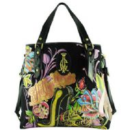 Christian Audigier Moulin Rouge Holywood Canvas Tote - Black