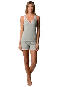 Casual Nights Women's Knitted Sleeveless Tank and Pajama Shorts Set - Heather Grey