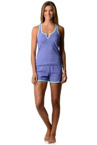 Casual Nights Women's Knitted Sleeveless Tank and Pajama Shorts Set - Purple