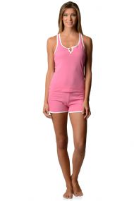 Casual Nights Women's Knitted Sleeveless Tank and Pajama Shorts Set - Rose