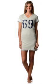 Casual Nights Womens Athletic Graphic Dorm Sleep Nightshirt Tee - Heather Grey