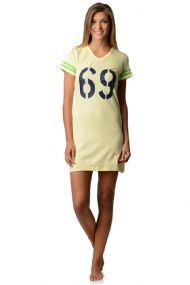 Casual Nights Womens Athletic Graphic Dorm Sleep Nightshirt Tee - Lemon