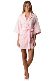 Casual Nights Womens Jersey Kimono Short Robe - Light Pink