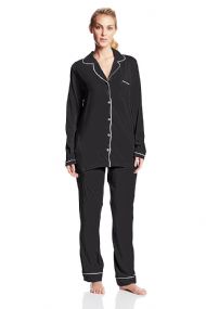 Casual Nights Womens Sleepwear Classic Long Sleeve Pajama Set - Black