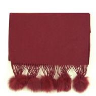 Cochni Cashmere/Fox Fur Pom-Pon Scarf - Purple