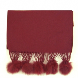 Cochni Cashmere/Fox Fur Pom-Pon Scarf - Purple - This beautiful and elegant Cochni G2208 Cashmere/Fox Fur Pom-Pon Scarf, is a very soft 100% cashmere scarf that will keep you warm and stylish during the cold winter time.It features 100% fox-fur fringes on each end. The Cochni Cashmere Scarf is a perfect gift idea.