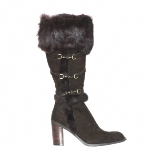 Cochni Suede Tall Dress Boots for Women - Brown - TheCochniTall Dress Boots for Women is a populardressbootsthat isperfect for looking hot when the weather's cold.Trendy and comfortable boots with a stunninground toe,chunkyhighheel,and a full insidezip for an easier entry.It will keepyou nice and warm with the faux fur upper and trimmingadorned with side buckle details.Its timeless shape will prove to outwit all of those trendy boots out there because yours will never go out of style. 
