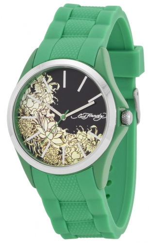 Ed Hardy 1118 Cortana Women's Watch-Green - Designed by Ed Hardy theCortana Watch features a round Silver dial with silver-tone hands.This timepiece offers reliable analog-quartz movement and is protected by a durable mineral crystal. Additional features water resistant to 30 meters, and measures seconds.