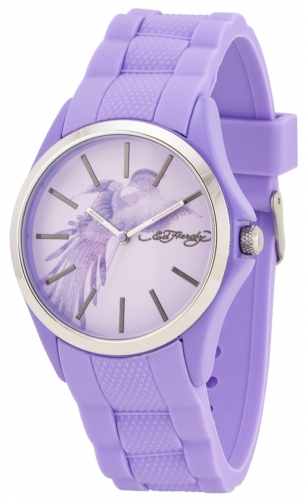 Ed Hardy 1118 Cortana Women's Watch-Purple - Designed by Ed Hardy theCortana Watch features a round Silver dial with silver-tone hands.This timepiece offers reliable analog-quartz movement and is protected by a durable mineral crystal. Additional features water resistant to 30 meters, and measures seconds.