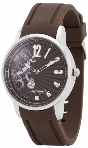 Ed Hardy Men's 1120-BR Omen Watch - Brown - Designed by Ed Hardy theOmen Watch features a rounddial with silver-tone hands.This timepiece offers reliable analog-quartz movement and is protected by a durable mineral crystal. Additional featureswater resistant to 30 meters, and measures seconds.