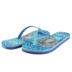 Ed Hardy Jungle  Flip Flop for Women -Turquoise - If you love a flip flop with fierce style, you'll go wild for this Ed Hardy version. Foamy Wild designed sole offer all the comfort and ease you love, but the tattoo-inspired graphics take it into much cooler territory.