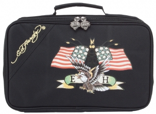 Ed Hardy American Eagle Nicolas Computer Ipad Case - Black - The Ed HardyAndre Tiger ComputerNotebookCase is a convenient fashionable computercase made out of heavy duty nylon. Front featuresa tattoo graphics. This Ed Hardy computer bag Includes,a large main compartment withzip closure, interior slip and zip pockets for organization.