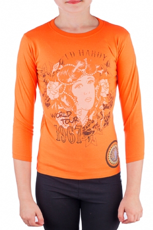 Ed Hardy Kids Girls Geisha Long Sleeve T-Shirt - Orange - The Ed Hardy Kids T-Shirt is a Great T-shirt in what your kids will look ravishing.This shirt features original ED Hardy graphics,crew neck and long sleeves.