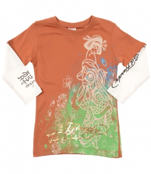 Ed Hardy Toddlers Girls T-Shirt - Tan - The Ed Hardy ToddlersT-Shirt is a Great T-shirt in what your kids will look ravishing.This shirt features original ED Hardy graphics,crew neck and pieced long sleeves that givesthe layered look.