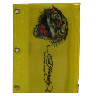 Ed Hardy Edie Tiger 3D Pencil Pouch - Yellow - This Ed HardyTiger3DPencilPouch makes a great gift for your child - or simply for the Ed Hardy fan. This super cute Ed Hardy casefeatures the all overgraphic design in 3Dand zipper closure to keep your belongings safe and secure. It also features holes to clip it into your binder. Your little princess will be thrilledand will definitely steal the show in school.