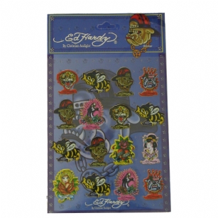 Ed Hardy Jade Stickers For Boys - Blue - It's time for back-to-school shopping be as fashionable with school supplies as with clothing with this Ed HardyJade Stickers for Boys. The set includes 16 Ed Hardy Iconic stickers and ed hardy signature.Kids will lov'em , Stickers are fun and exciting especially these Ed Hardy ones!
