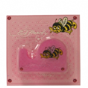 Ed Hardy  Luna Bee Tape For Girls - Pink - It's time for back-to-school shopping be as fashionable with school supplies as with clothing with this Ed HardyLuna Bee Tape forGirls.This tape is in a pink Ed Hardy holder ,has a safe plastic cutting edge and is invisible on paper.This tape will keep your crafts too perfection!