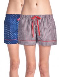 Casual Nights Women's 2 Pack Cotton Woven Lounge Boxer Shorts - Stars/ Plaid 21