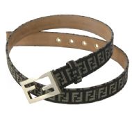 Fendi 8C0130/7C0130 Zucchino Leather Belt- Mogano