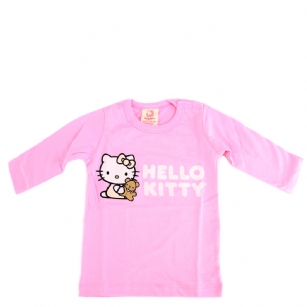 Hello Kitty Long Sleeve T-Shirt-Pink - She'll be comfy and cozy with this Hello Kitty T-shirt made of soft cotton, with a snap closure. And Hello Kitty symbol on front and back. Makes a great baby shower gift.