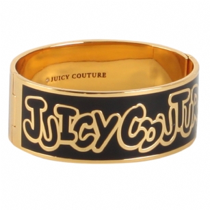 Juicy Couture Enamel Bangle - Make a striking statement with this enamel bangle bracelet from Juicy Couture. Crafted from gold-tone mixed metal, it features a hinge closure for easy on-and-off. Perfectfor you or for your bestie!