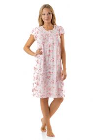Casual Nights Women's Flowery Short Sleeve Nightgown - Pink