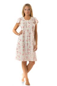 Casual Nights Women's Flowery Short Sleeve Nightgown - Off White