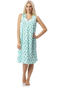 Casual Nights Women's Floral Embroidered Sleeveless Nightgown - Green