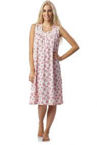 Casual Nights Women's Floral Embroidered Sleeveless Nightgown - Pink