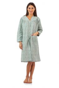 Casual Nights Women's Garden Flannel Duster Dress - Green
