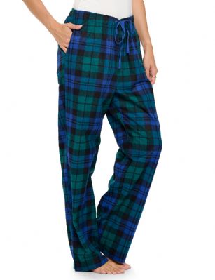 Casual Nights Women's Flannel Pajama Sleep Pants, Super Soft Plaid Pjs Bottoms - Blackwatch Plaid - This Casual NIghts Womens Cozy Flannel plaid pajama sleep pants is made from durable ultra-soft 100% Cotton  fabric and is designed with a roomy relaxed fit. The Womens Flannel Pajama sleep lounge pant features; Elasticized waist and drawstring bow tie closure for easy pull on and added comfort, 2 side seam pockets, and has 31" inseam. This comfort sleepwear PJ sleep bottom jammies is perfect for sleeping or lounging around the House. The Fabric blend is designed to give you that soft and warm touch. It'll keep you warm and comfortable during the cold winter days yet stylish at the same time. Soft to touch feels great against skin, you will not want to get them off! Makes a great Holiday gift or any other occasion. 