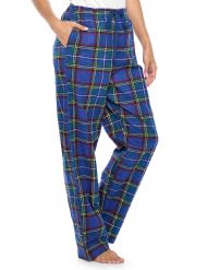 Casual Nights Women's Flannel Pajama Sleep Pants, Super Soft Plaid Pjs Bottoms - Blue Green Plaid