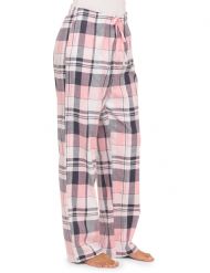 Casual Nights Women's Flannel Pajama Sleep Pants, Super Soft Plaid Pjs Bottoms - Pink Grey Plaid