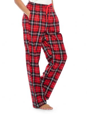 Casual Nights Women's Flannel Pajama Sleep Pants, Super Soft Plaid Pjs Bottoms - Red Black Plaid - This Casual NIghts Womens Cozy Flannel plaid pajama sleep pants is made from durable ultra-soft 100% Cotton  fabric and is designed with a roomy relaxed fit. The Womens Flannel Pajama sleep lounge pant features; Elasticized waist and drawstring bow tie closure for easy pull on and added comfort, 2 side seam pockets, and has 31" inseam. This comfort sleepwear PJ sleep bottom jammies is perfect for sleeping or lounging around the House. The Fabric blend is designed to give you that soft and warm touch. It'll keep you warm and comfortable during the cold winter days yet stylish at the same time. Soft to touch feels great against skin, you will not want to get them off! Makes a great Holiday gift or any other occasion. 