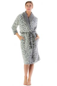 Casual Nights Women's Jacquard Print Fleece Plush Robe - Black