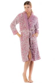 Casual Nights Women's Jacquard Print Fleece Plush Robe - Wine