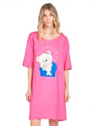 Casual Nights Women's Short Sleeve Printed Dorm Sleep Tee -  Pink