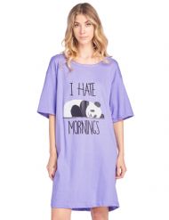 Casual Nights Women's Short Sleeve Printed Dorm Sleep Tee - Purple