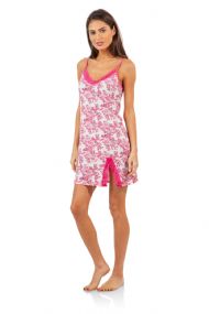 Casual Nights Women's Sleepwear Lace Trim Slip Camisole Nightie - Pink Floral