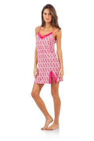 Casual Nights Women's Sleepwear Lace Trim Slip Camisole Nightie - Pink Paisley