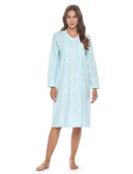 Casual Nights Women's Flannel Floral Long Sleeve Nightgown - Blue Paisley Speckled