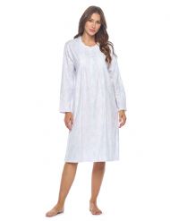 Casual Nights Women's Flannel Floral Long Sleeve Nightgown - Lilac Paisley Speckled