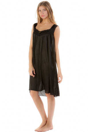 Casual Nights Women's Satin Lace Sleeveless Night Gown - Black - You'll love slipping into this gown designed in silky satin fabric witha Sexy flowing silhouette, Features Ruched Detail,lace andbow accent that lend a feminine flair. A Lightweight fabric that keeps your sleepwear comfortable and stylish.