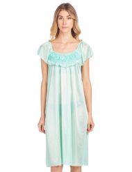 Casual Nights Women's Cap Sleeve Flower Silky Tricot Nightgown - Green