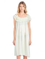 Casual Nights Women's Cap Sleeve Flower Silky Tricot Nightgown - Light Green