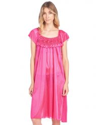Casual Nights Women's Cap Sleeve Flower Silky Tricot Nightgown - Pink